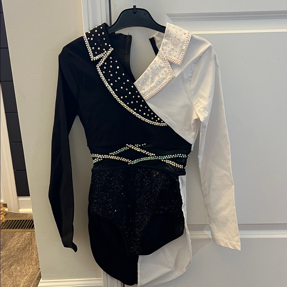 Weissman Black and White Embellished leotard costume